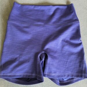 Fleo Women's Purple Ribbed High-Waist Bike Shorts